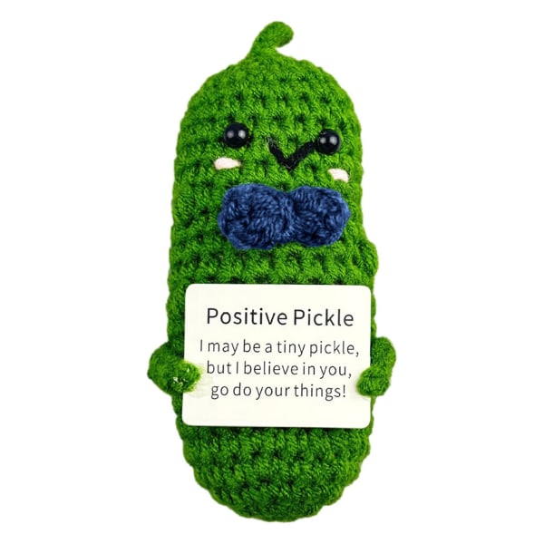 Tecknad Pickle Ornament Stickad Virkad Mjuk Elastisk Ingen Deformation Inspirerande Ord Positiv Mini Rolig Känslomässigt Stöd Pickle Gurka Plyschdocka P C