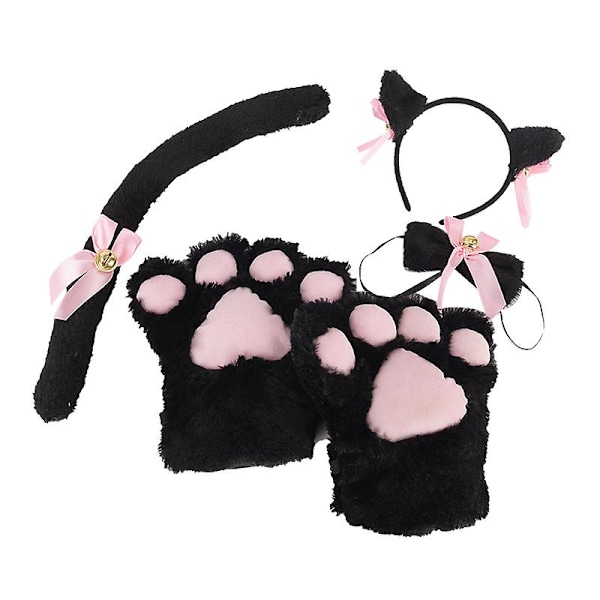 5 st/set katt cosplay kostym katt svans öron krage tassar handskar set söt
