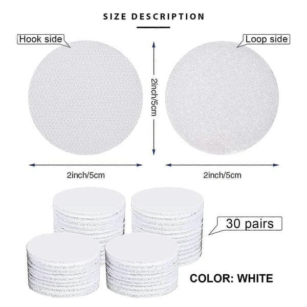 Pyöreä Velcro 5cm, 30 paria pyöreää Velcroa 50mm