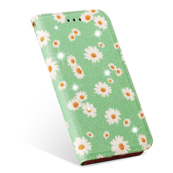 Daisy Pattern Flash Powder Telefon Etui Kortholder Læder Skal til Samsung Galaxy A51 SM-A515/M40S