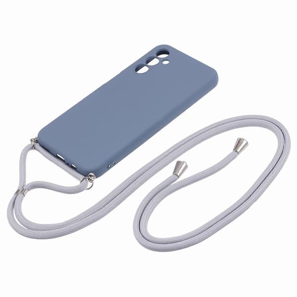 För Samsung Galaxy A34 5G Fodral Fiberfoder TPU Telefonfodral med Lång Snodd Grey Lavender Grey