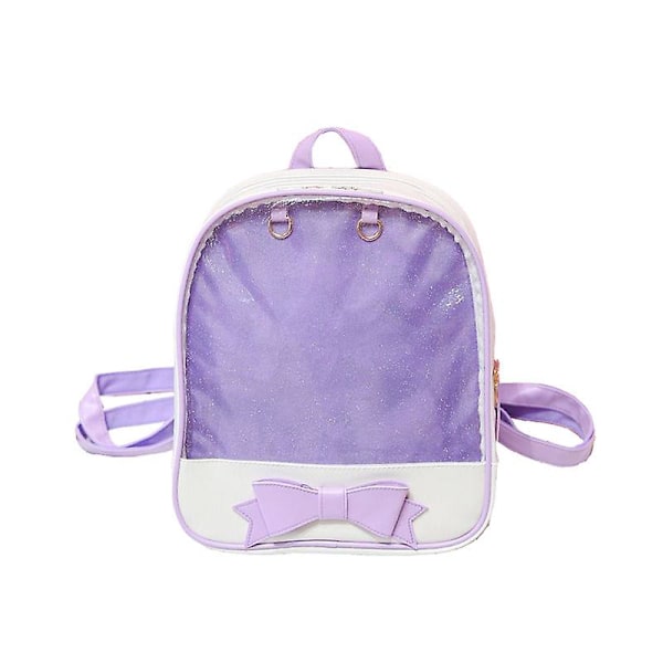 Bow Shoulder Bag (purple) Girls Cute Leather Bag School Bag Bag Summer Beach Bag With Clear Window Diy Decoration