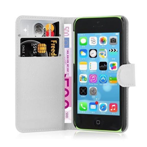 Apple iPhone 5C Handy Case Cover Etui - mit Kartenfächer und Standfunktion Arctic white iPhone 5C