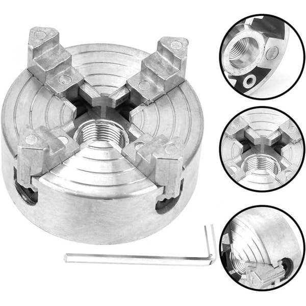 Firkjeft chuck til dreiebenk, selvjusterende tresenterchuck i sinklegering