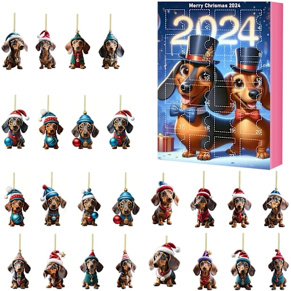 Julekalender for hunder 2024 - Julekalender med hundependanter - 24 dagers juletell ned - Julekalender A