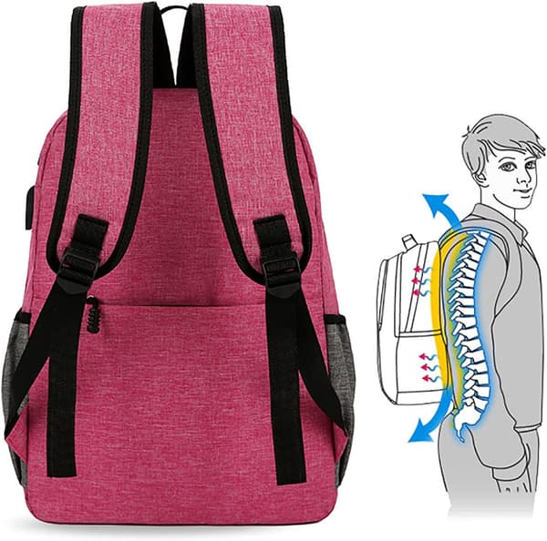 Backpack, Large Capacity Laptop School Bags with USB Charging Port, Blue 3-Piece Set