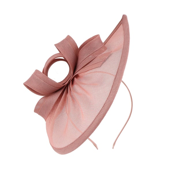 Elegant Fascinator Hat med sløjfedekoration og hårbøjle - Sød, nobel, dekorativ, anti-fald, retro, imitation hør, brudehat, hårtilbehør Pink