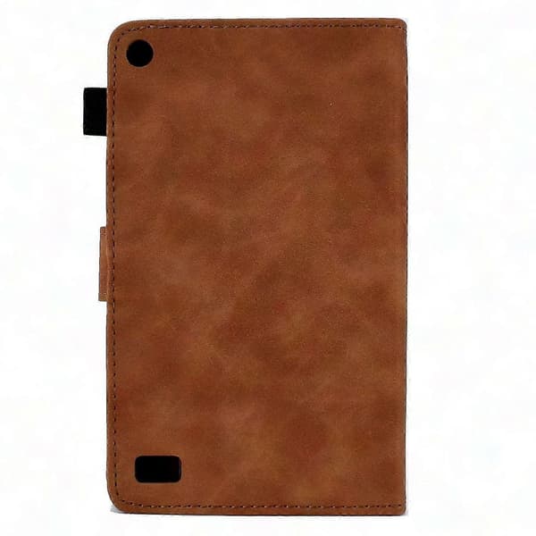 Kindle Fire 7 2019/2017/2015 Præget Smil Flip Læder Etui til Tablet Brown