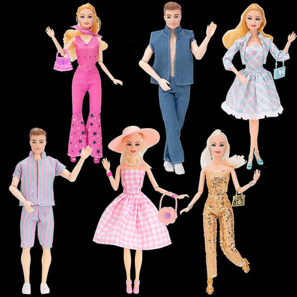 6 set Film Barbie Doll Kläder Set Margot Robbie Ken Samlarobjekt Mode Film Outfits Barbie Dockor Tillbehör Barn Julklappar 6 Sets Women