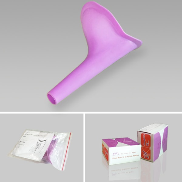 Lett bærbar urinal silikon urinal for kvinner for reiser, en pakke med 4 (lilla, 2 stk)