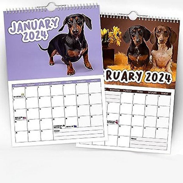 Paper 2024 Cheeky Dachshunds Kalenteri Uudenvuoden Lahjat Lahja Seinäkalenteri Seinä De