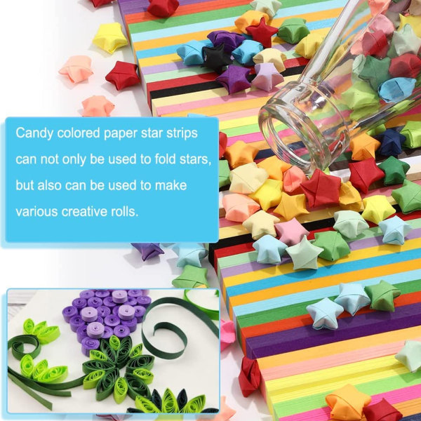 1080 arkkia Origami Stars -paperia, kaksipuolinen värillinen koristelu