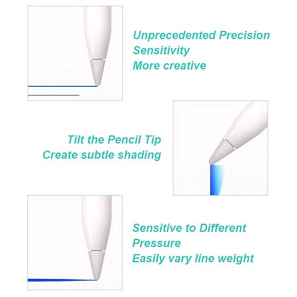 12 stk er egnet for blyantgenerasjon/andre generasjon Ipad Stylus Erstatning Pen Tip Stylus Pr White