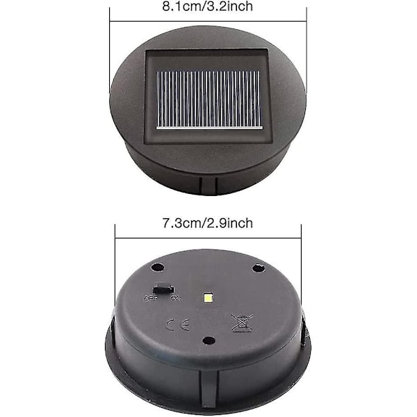 4 stycken Ersättnings-Solcellsdrivna Lampor med LED-Glödlampor, Solcellsdrivna Topplampor Ersättning, LED Solpanel Lykta Skydd