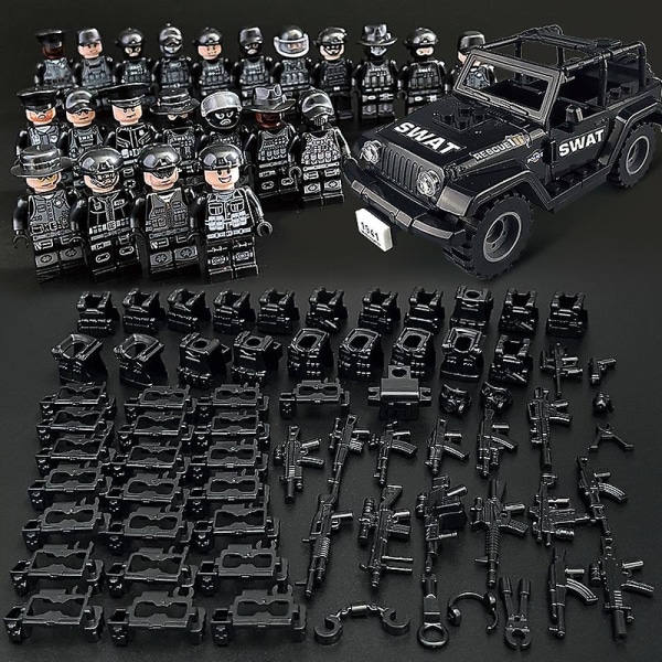 Sett med 22 minifigurer og Jeep militærserie skurk minifigurer byggeklossleker