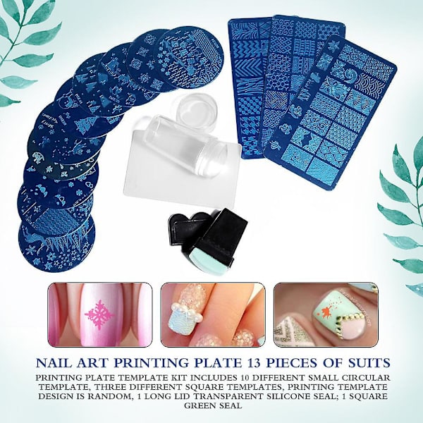 Nagelkonsttryck Schablon Set Transparent Mjuk Silikonstämpel Professionella DIY Manikyrverktyg för