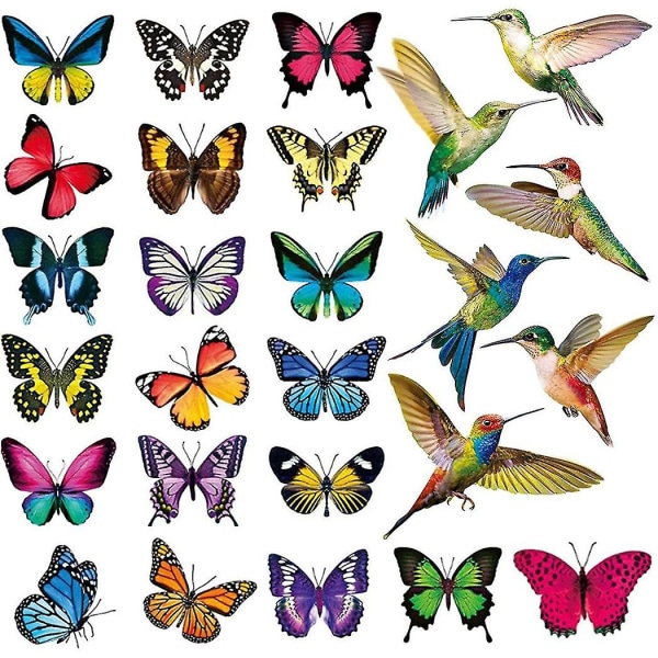 26 stk Bird Butterfly Window Clings Anti-kollisionsvindue Statiske Stickers Dekor Ikke-klæbende Decals
