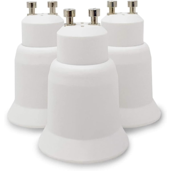 3-pack lampbasadapter vit Gu10 till E27 sockeladapter för lågenergi halogen LED-lampor