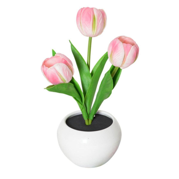 Tulip Lampe Lys Bordlampe Blomster Skrivebordslampe LED Tulip Natlampe til Stue Soveværelse til Værelse GreenPink