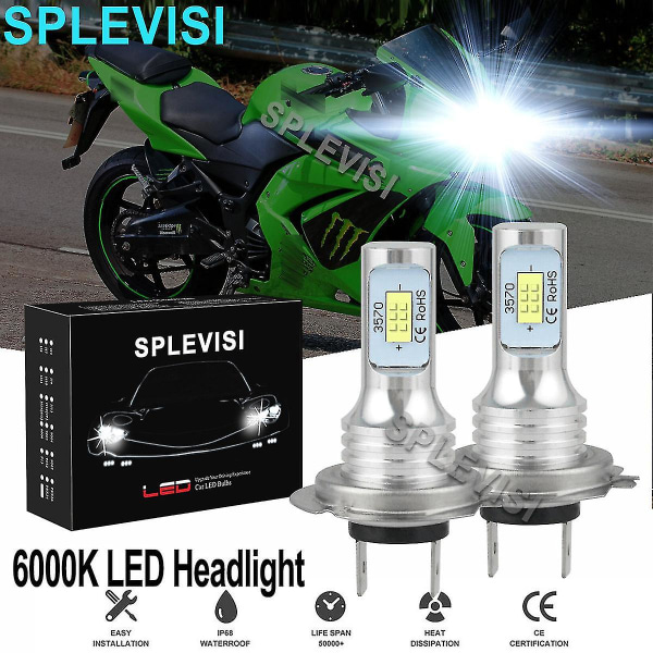 Exklusiva 2x70w Ren Vit Motorcykel LED-strålkastarlampor 6000k Kit För Kawasaki Ninja 250 300 650 Zx6r Zx10 Motorcykel LED-ljus