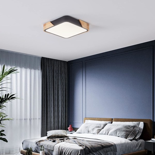 LED-taklampor, modern taklampa i trä, fyrkantig infälld taklampa för sovrum Kök Vardagsrum Matsal Hall Kontor