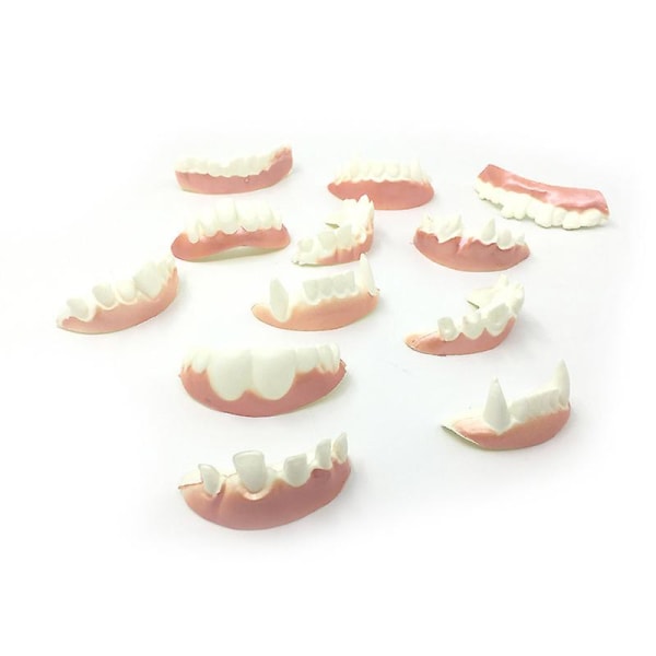 12 kpl hauska hammasproteesi malli Cosplay-rekvisiitta hammasproteesit lelut huijaushammas juhliin White 12pcs