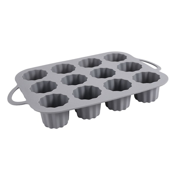 12 hulrums silikone muffinform lille cylindrisk budding geléform non-stick opvaskemaskine sikker bageform bageform Tianyuhe Grey