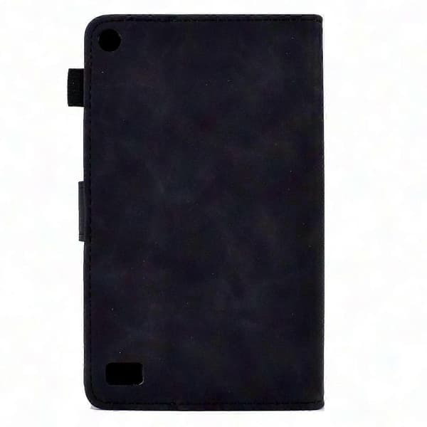 Kindle Fire 7 2019/2017/2015 Præget Smil Flip Læder Etui til Tablet Black