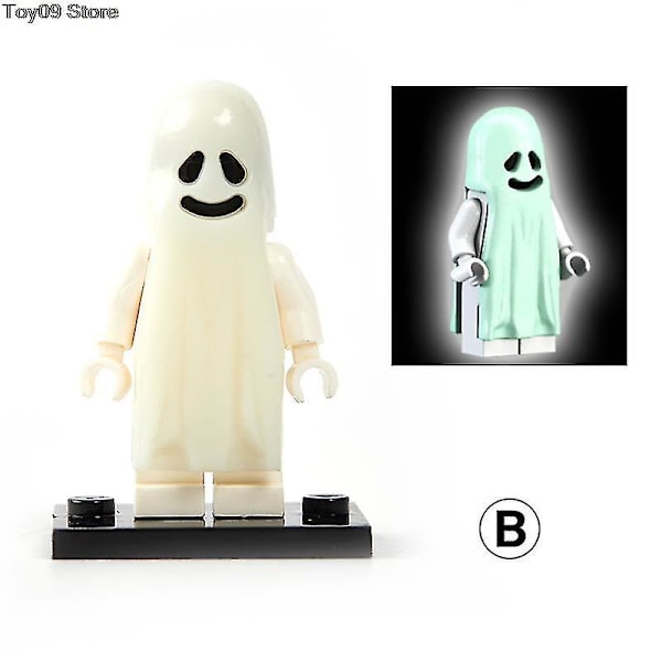 1 stk Horror Halloween Serie byggeklodser Lysende Smilende &amp; Crying Ghost Model Action Figurer Små Mursten Legetøj Til Børn A
