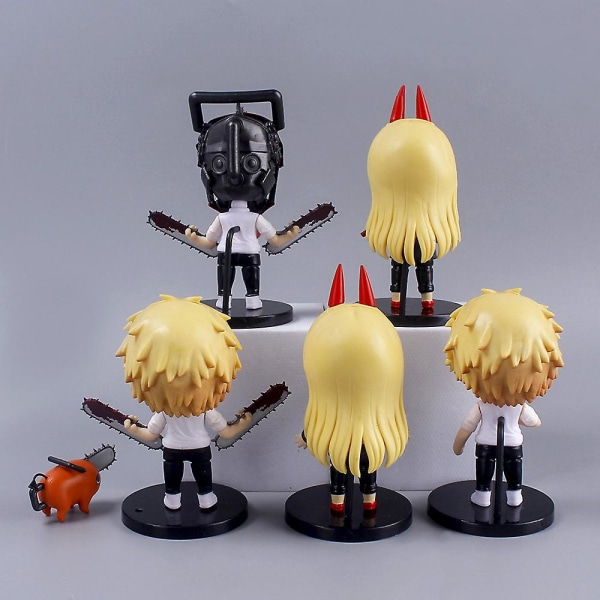 6 st/set Anime Chainsaw Man Figur Denji Power Pochita Modell Leksaker Tårtdekorationer Heminredning Gåvor