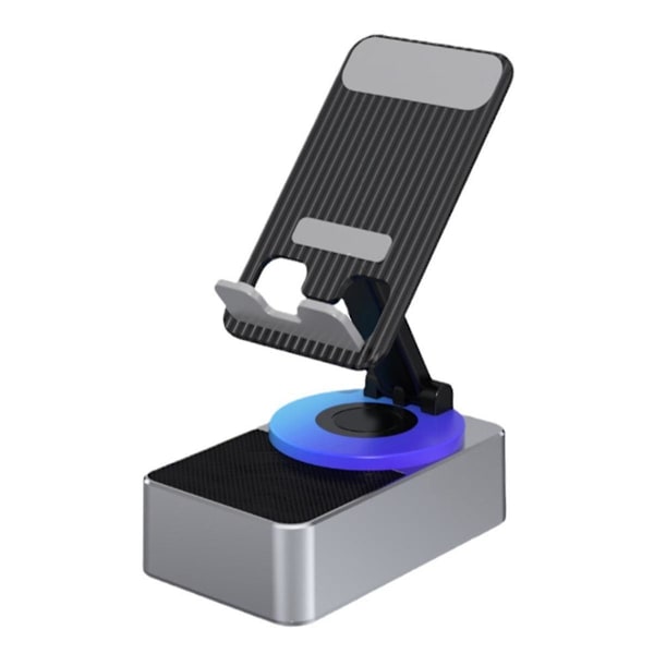 3-i-1 mobiltelefonholder, lyd powerbank, Bluetooth-opkalds højttaler, multifunktionel foldbar roterende skrivebord, Gray