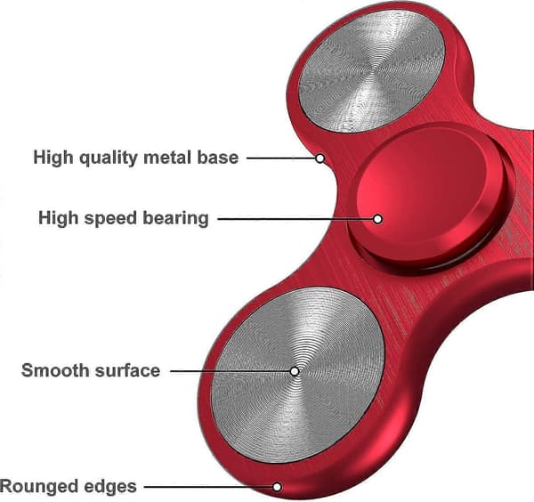 Fidget Spinner-legetøj i rustfrit stål - højpræcision til stresslindring Red