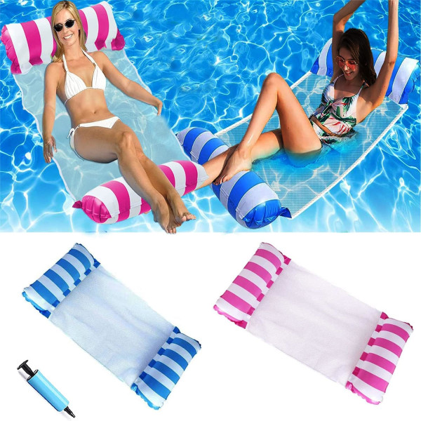 Flytande hängmatta set med 2, poolhängmatta, 4 i 1 uppblåsbar stolmadrass, bärbar uppblåsbar poolflotta, för barn Vuxna Sea Beach Pool Party Holiday