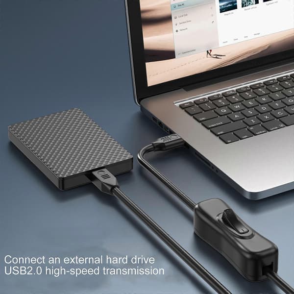 30-500cm 30Mbps Datakabel USB til USB Kabel USB Han til Han Ladekabel med On Off til USB Ventilator Telefon 1m right