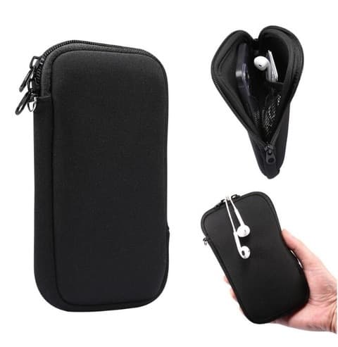 Universal Neoprene Mobile Phone Case - Protective Black Pouch Black Black Svart