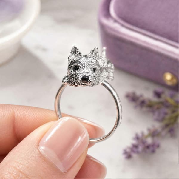 Valp Rhinestone Ring – Håndgravert Legering – for Hundelskere Smykkegave 1pc