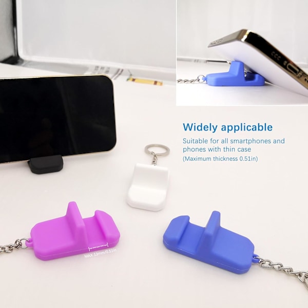 Mini mobiltelefonhållare för skrivbord, 3-pack bärbar PVC-skrivbordsställ för telefon, telefonhållare, nyckelringstelefonhållare, mobiltelefonhållare