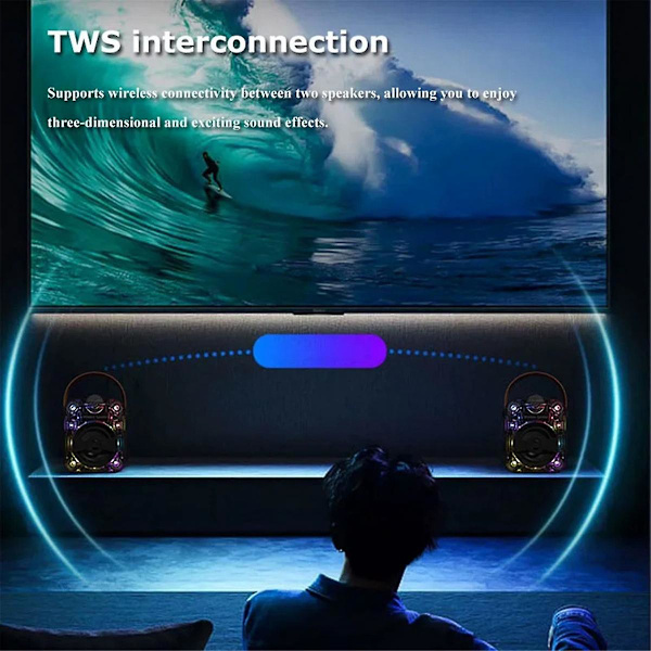 Uusi Mecha Bluetooth-kaiutin Langaton RGB TWS Stereo Musiikkisoitin Tukee TF-korttia USB AUX Subwoofer Pieni Kaiutin Black