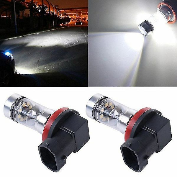 2 x H8 H9 H11 6000k Valkoinen 100w Suuritehoinen LED-sumuvalopolttimo