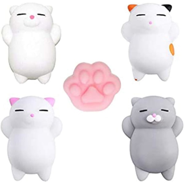 5 stk. blandet mini myke squishy leker søte mochi squishy myk katt klemme helbredende morsomme leker barn leke stressavlastende leker