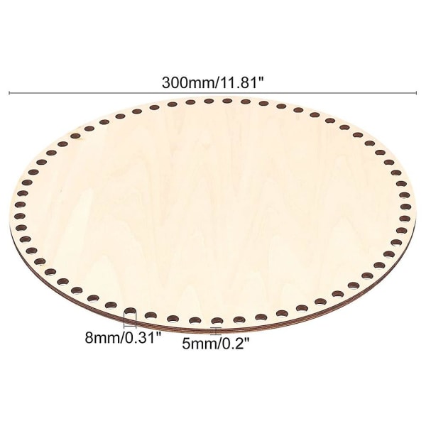 30cm Naturlig Trækurv Bund Med Hul, Cirkel Blank Træbase Til Diy Strik Hæklet Taske Bo