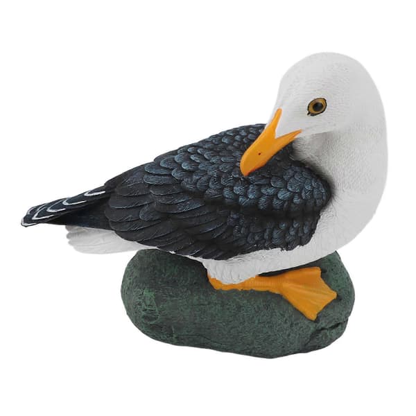 Måke-statue i harpiks, middelhavsstil, hukende