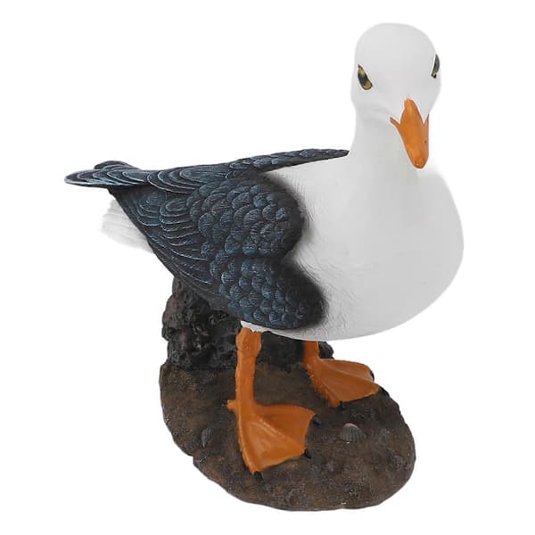 Måke-statue i harpiks, stående, middelhavsstil