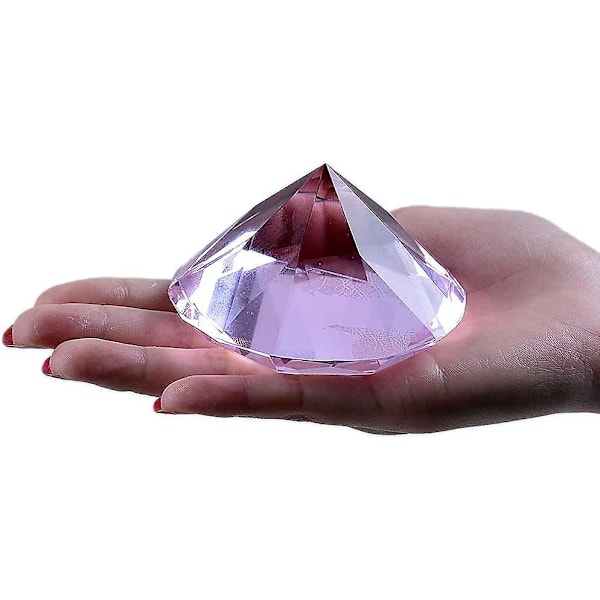 80mm(3,1 tum) Kristall Diamant Pappersvikt Prydnad Hem Dekorationer Solid Färg Rosa