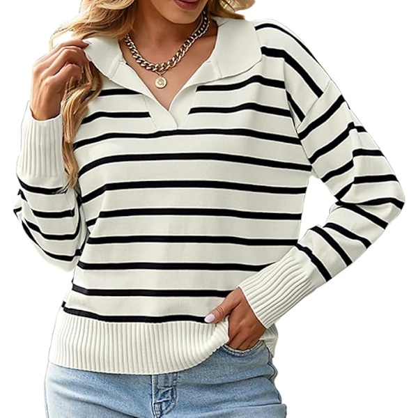 Dam Cardigan Sweatshirt Jumper Randig Långärmad Höst Vinter Streetwear A-black S