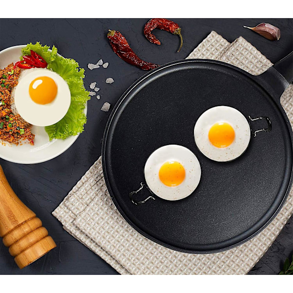 Rustfrie eggkokeringsformer for pannekaker, stekte egg og omeletter - 4 stk