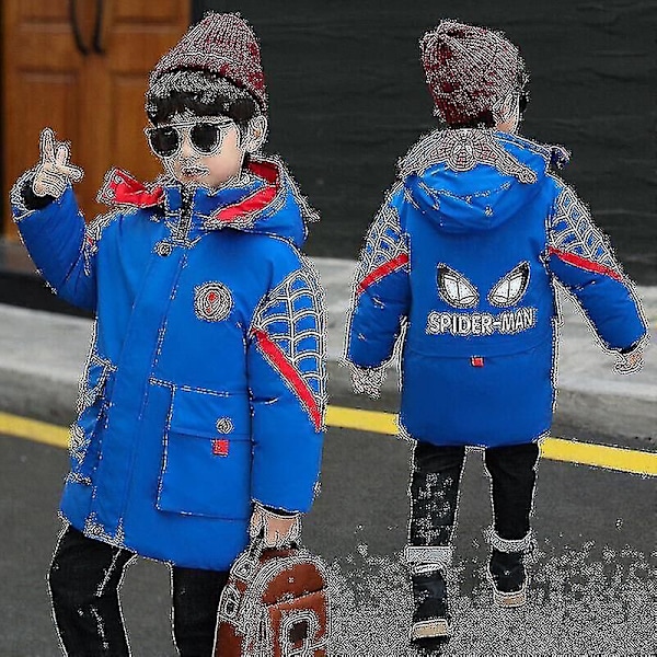 Barn Pojkar Jacka med Huva Vinterjacka Parkas Ytterkläder_y blue 110cm (3-4years)