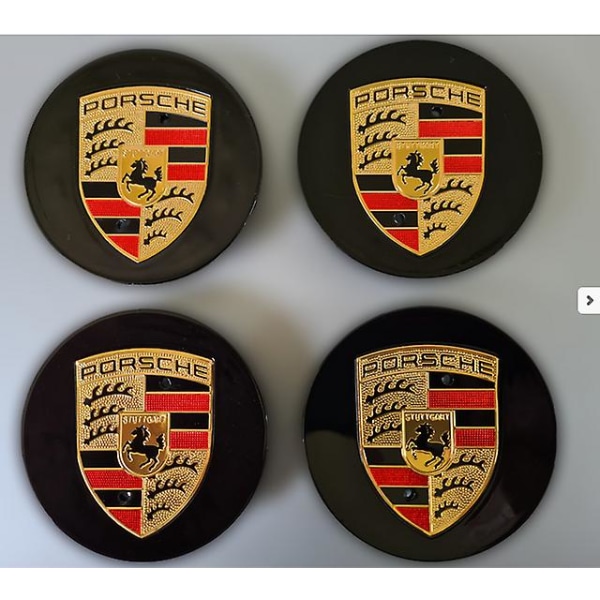 Porsche hjulcenterkapper badge emblem - 76mm - sort