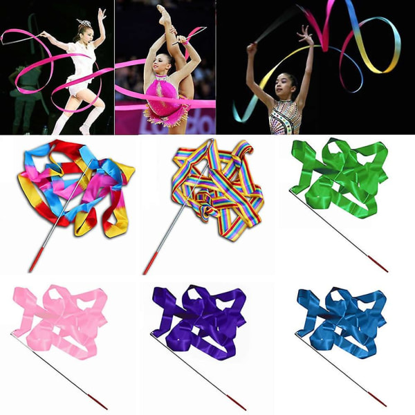 4M Colorful Dance Ribbon Gym Rythmic Art Voimistelu Streamer Pyörivä sauva BoSaiD OceanRed