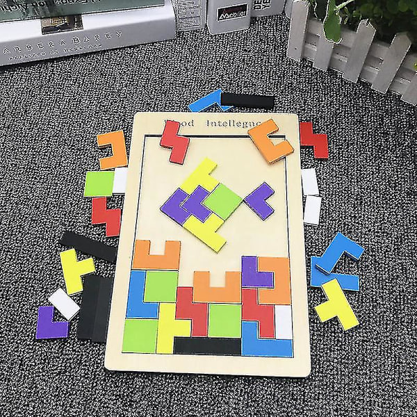 Puinen Block Puzzle Brain Teaser Lelu Tangram Puzzle Värikäs 3D venäläinen rakennuspalikkapeli